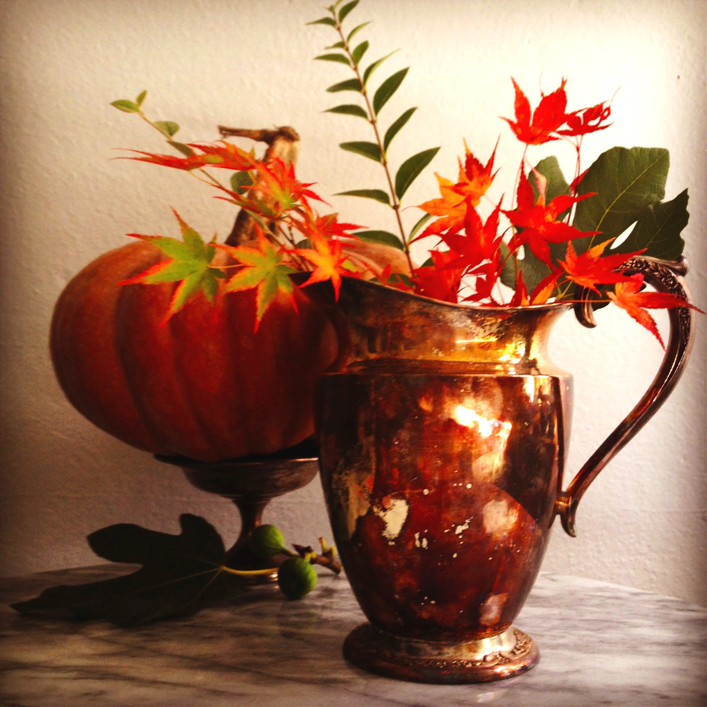 tarniched pitcher vase holiday entertaining