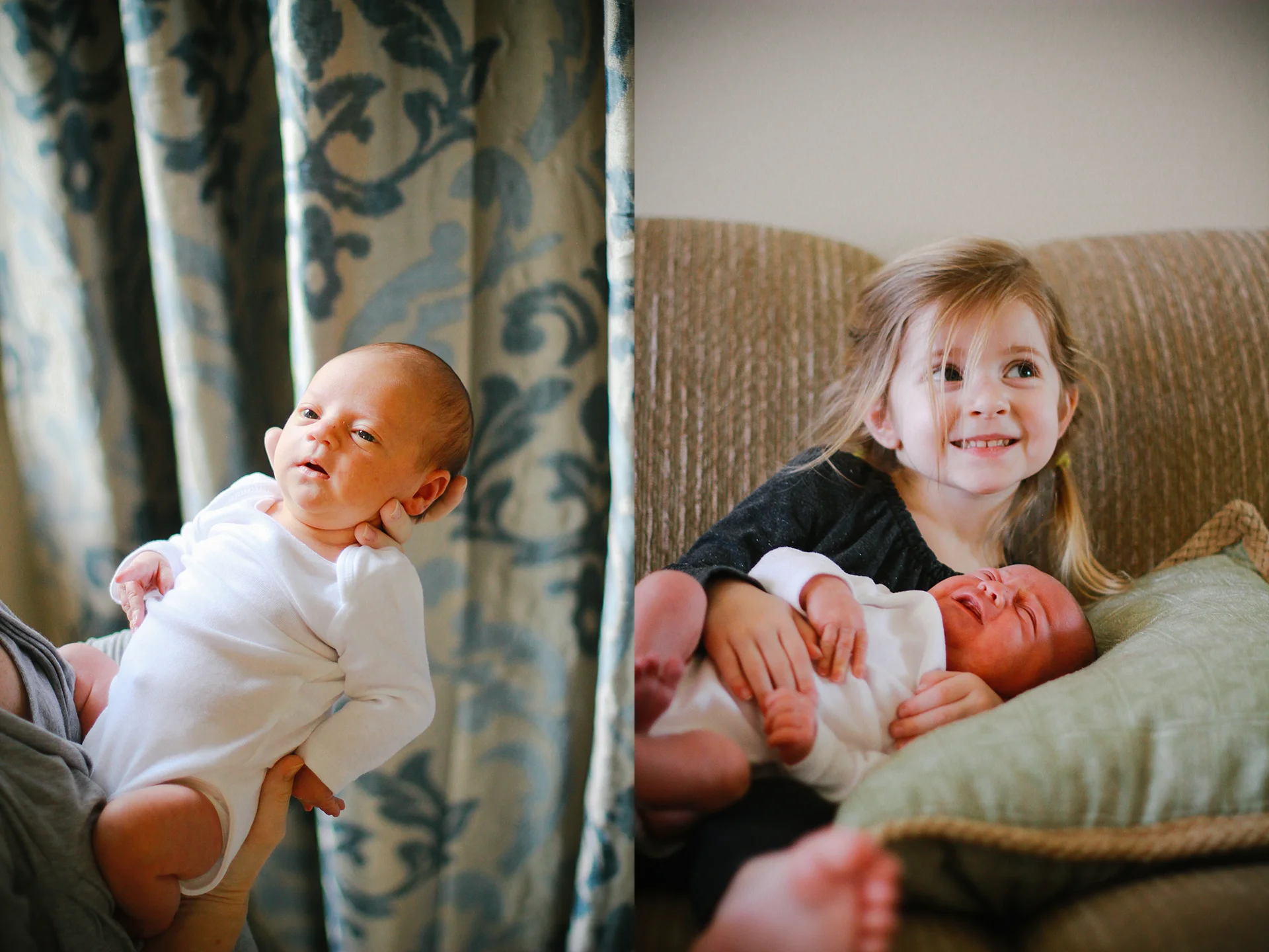 sibling and newborn in home; sisters.jpg