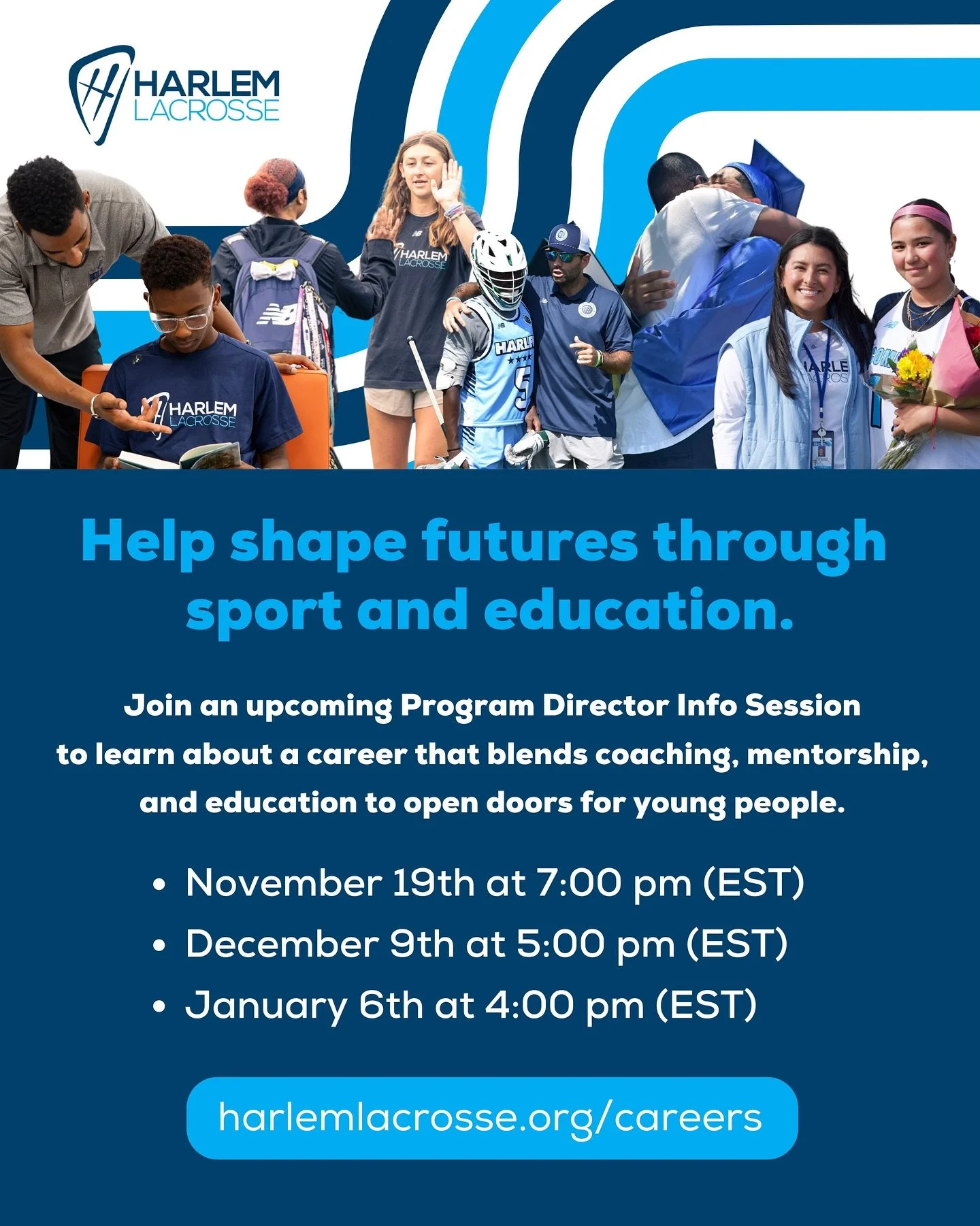 A part of every Harlem Lacrosse student&rsquo;s story is a coach who believes in them.

At Harlem Lacrosse, we use the power of sport to open doors to education, mentorship, and opportunity.

💬 Learn more at an upcoming info session &mdash; Nov 19 &