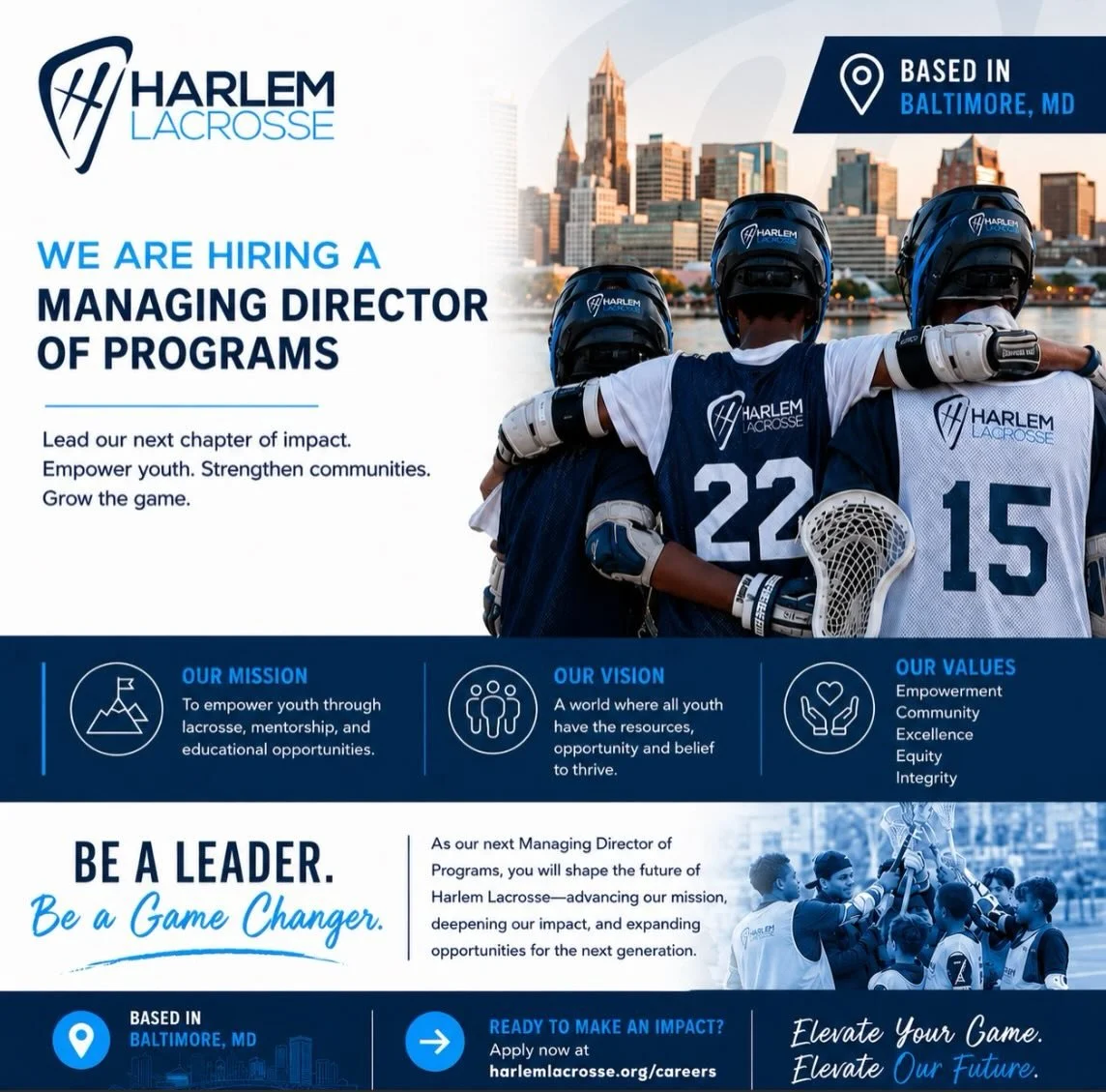We&rsquo;re hiring in Baltimore 🥍

Harlem Lacrosse is looking for a Managing Director of Programs to help lead our work supporting student-athletes through mentorship, education, and athletics.

If you&rsquo;re passionate about youth development, co