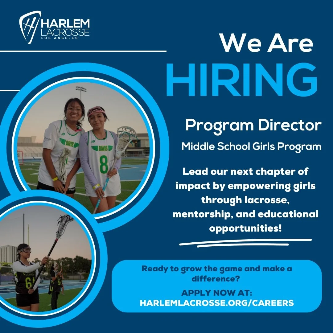 ‼️We&rsquo;re hiring ‼️
Harlem Lacrosse Los Angeles is seeking a Program Director to lead our Middle School Girls Program.
If you&rsquo;re passionate about empowering girls through sports, mentorship, and education, this is an opportunity to make a l