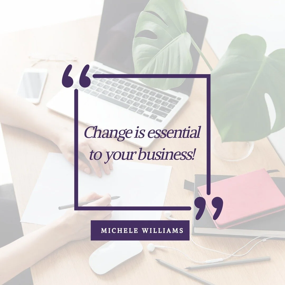 Change is essential to your business!

If you are unsure of what to change, think back to your &ldquo;Why&rdquo;. 

Are your goals, core values, and actions in alignment? 

Re-visiting your transition plan periodically is a key piece of the puzzle th