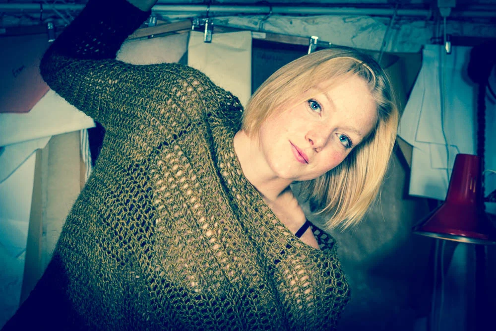 Tail Sweater. Crochet Wool. Hand dyed. One size. Ghost pants. Cotton hand dyed. One size.