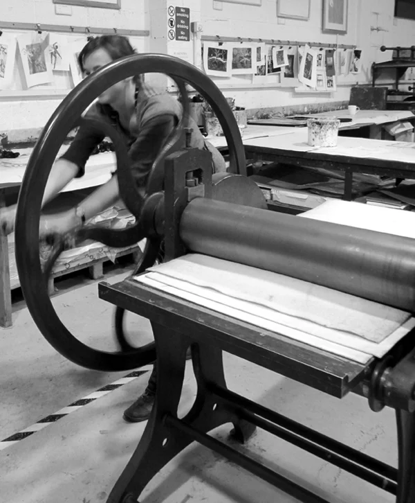 working the etching press