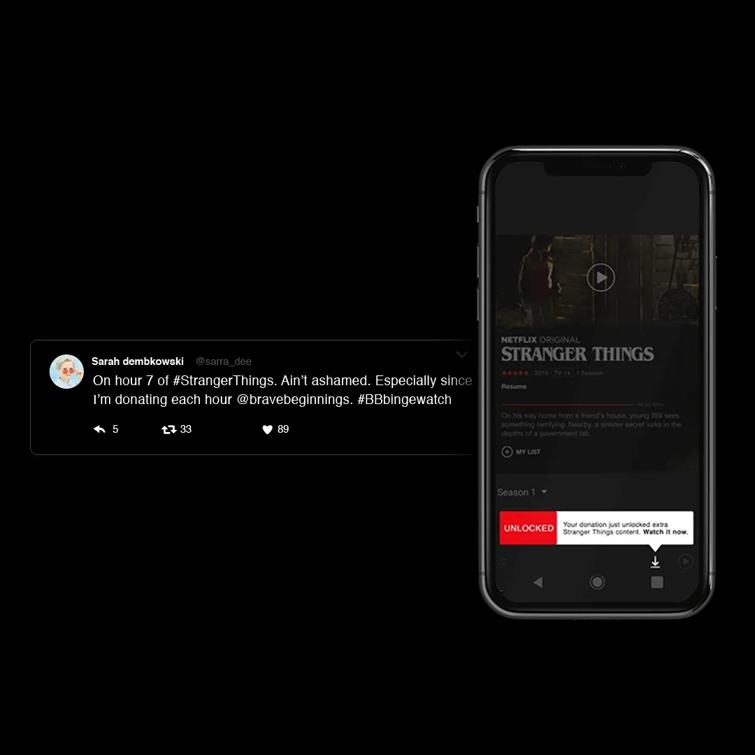 INCENTIVES Viewers that donate can unlock additional content for select Netflix original programming.