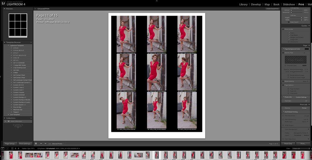 Adobe Lightroom Contact Sheet