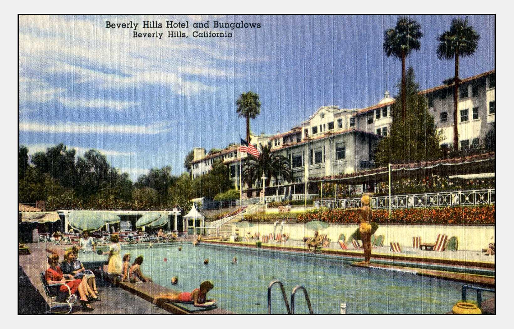 Beverly Hills California Vintage Real Photo Postcard Beverly Hills Hotel and Pool