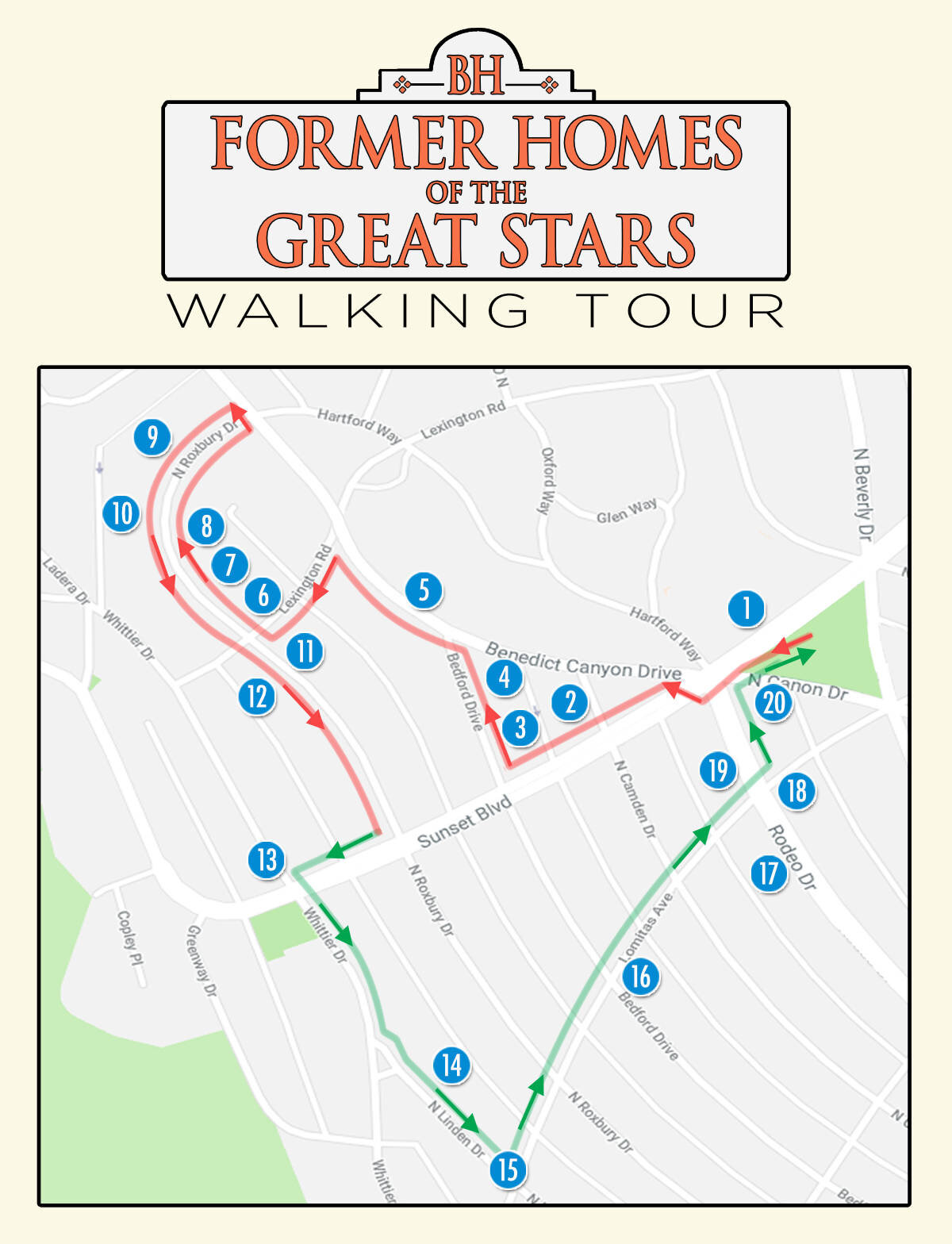 beverly hills stars homes tour map