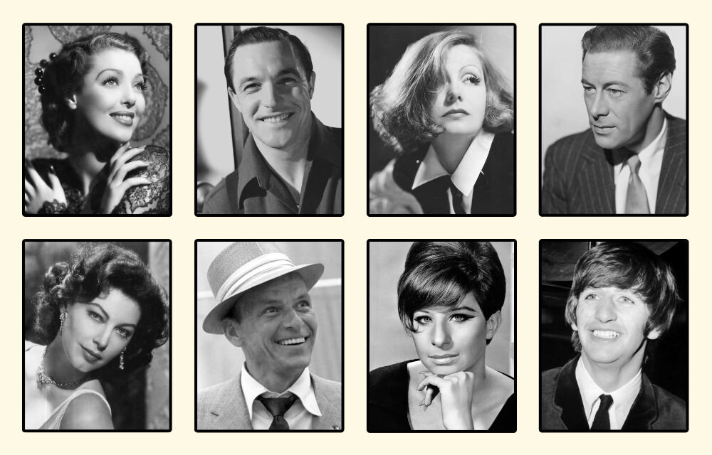 Loretta Young, Gene Kelly, Marlene Dietrich, Rex Harrison, Ava Gardner, Frank Sinatra, Barbra Streisand, and Ringo Starr