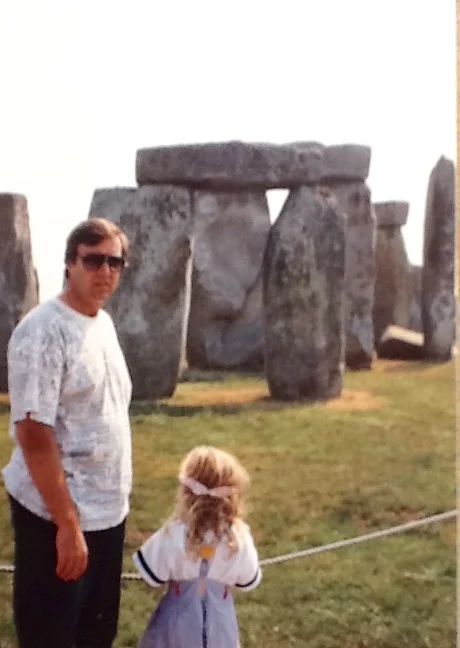 My Daddy, Jan, and I solving the mystery of Stonehenge