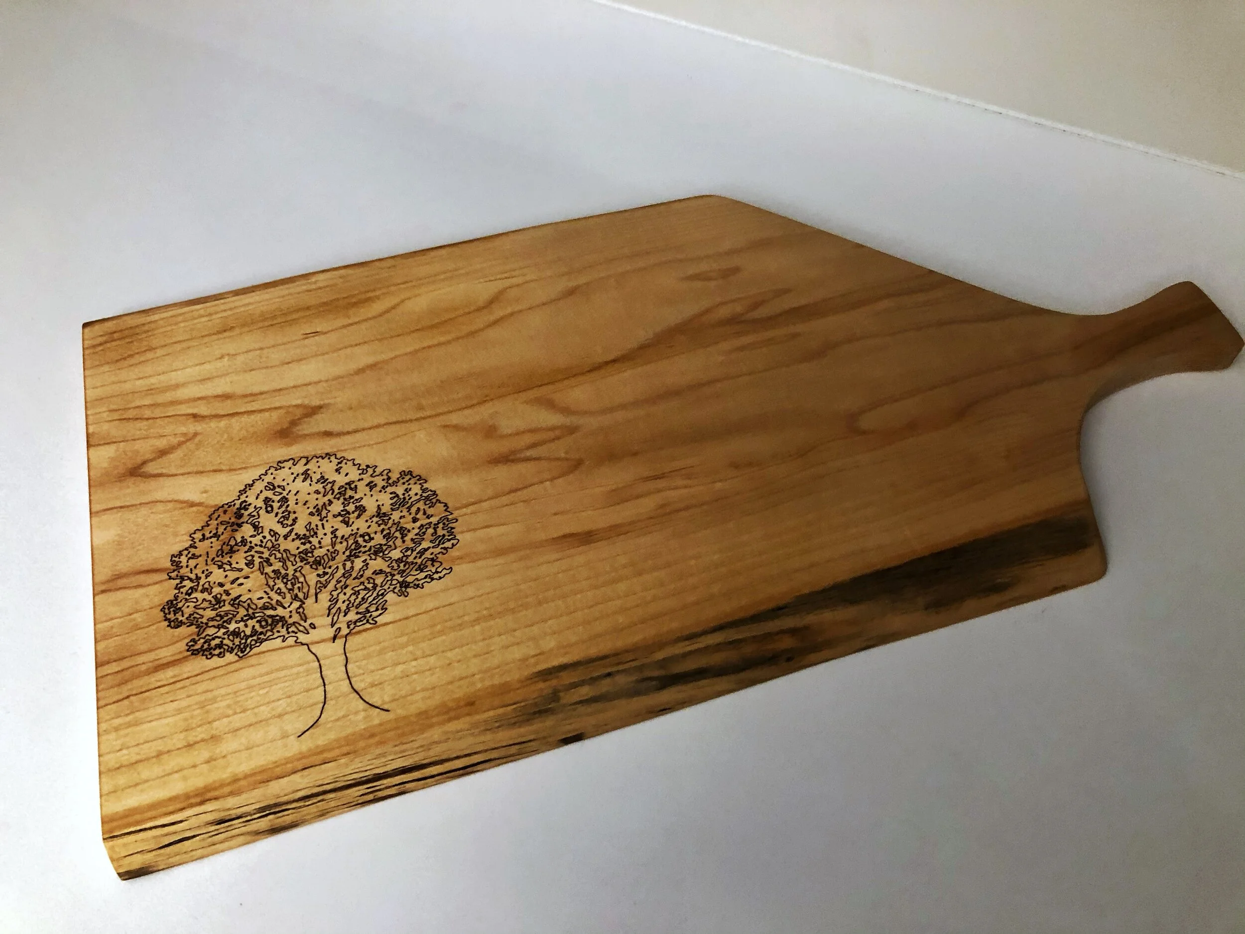 Spalted-Maple Live-Edge Charcuterie Board with Handle