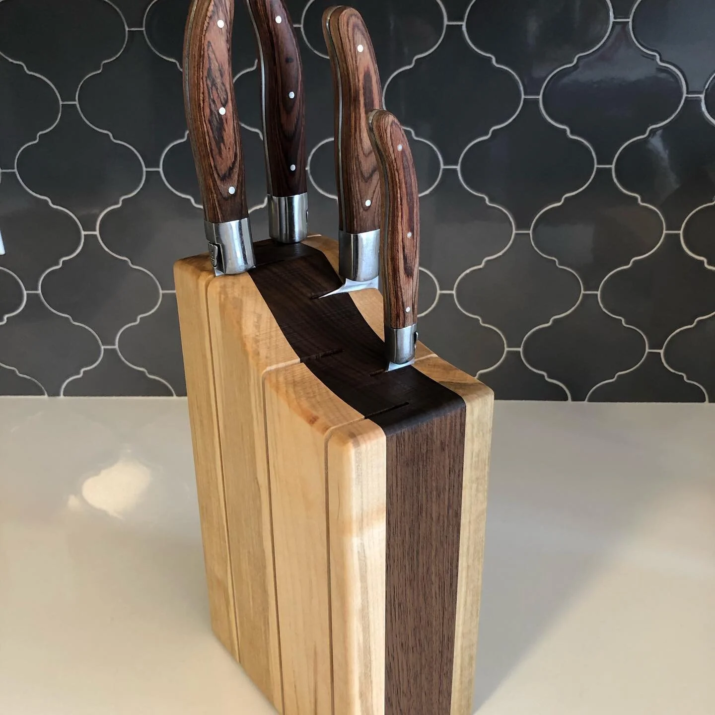 Walnut & Maple Knife Block