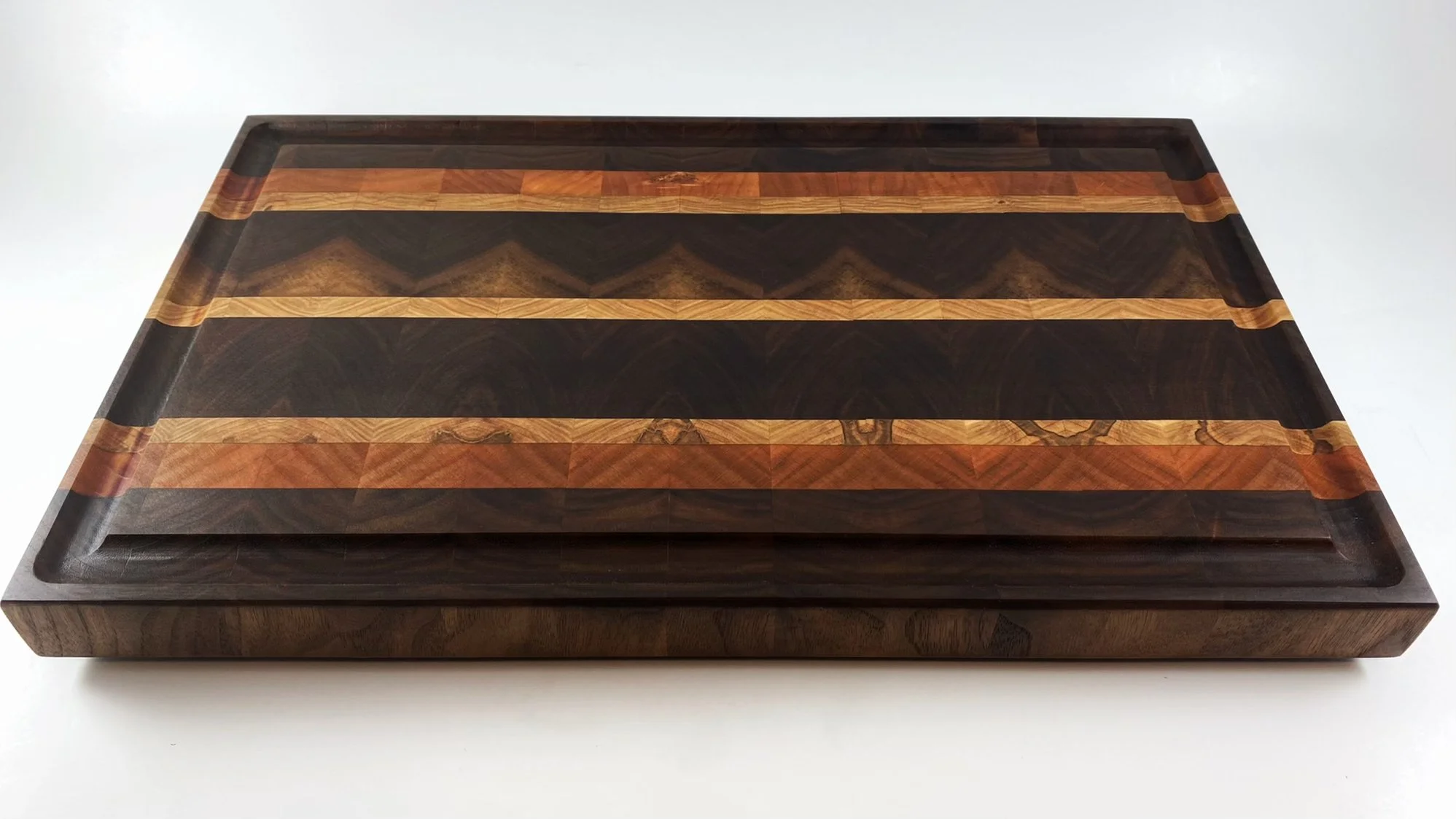 Walnut Cutting Board with Cherry & Ambrosia Maple Stripes