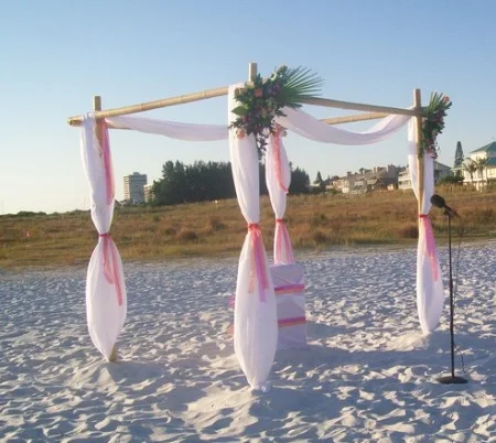 Bamboo Chuppah/Gazebo- $350 (Additional charges for Draping, Foliage and Flowers as seen in picture.)