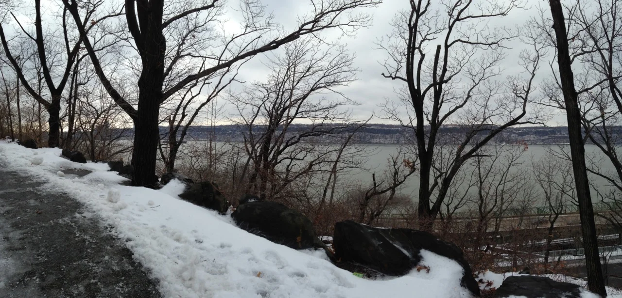 The walk up to the Cloisters, looking over the Hudson River.