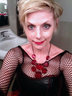 Selfie as Clytemnestra at the Long Center, mid- Deus Ex Machina . You get tousled slaughtering your husband then swanning off with your psychopath boyfriend.