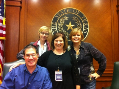 That's me in the back with Greg Leitich, Bethany Hegedus, and Lisa McMann after "The World Turned Upside Down" panel at the Texas Book Festival.