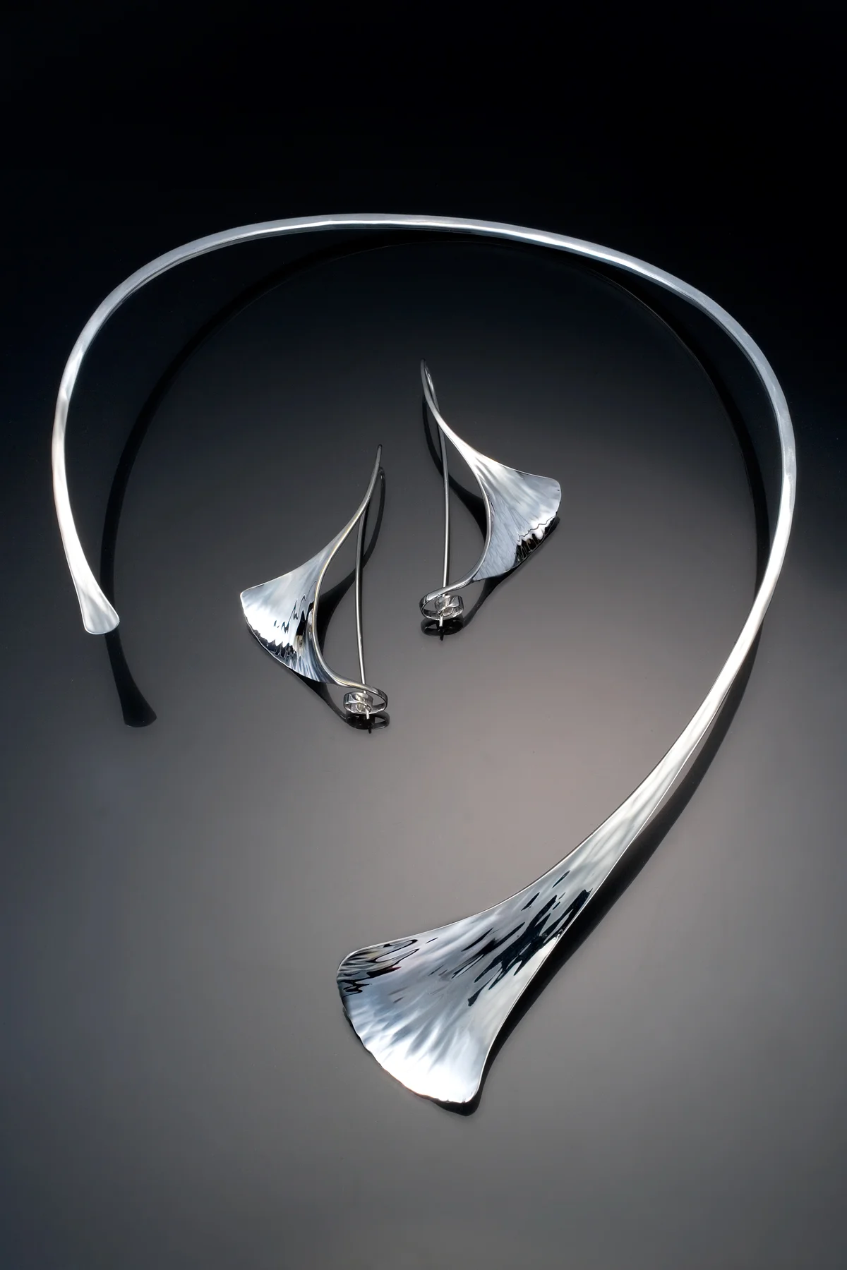 Gingko Neckpiece and Large Gingko Earrings with catch