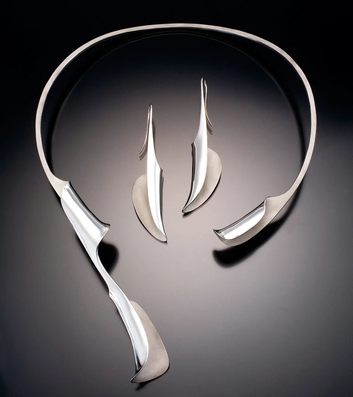 Unfurling Neckpiece and Large Unfurling Earrings