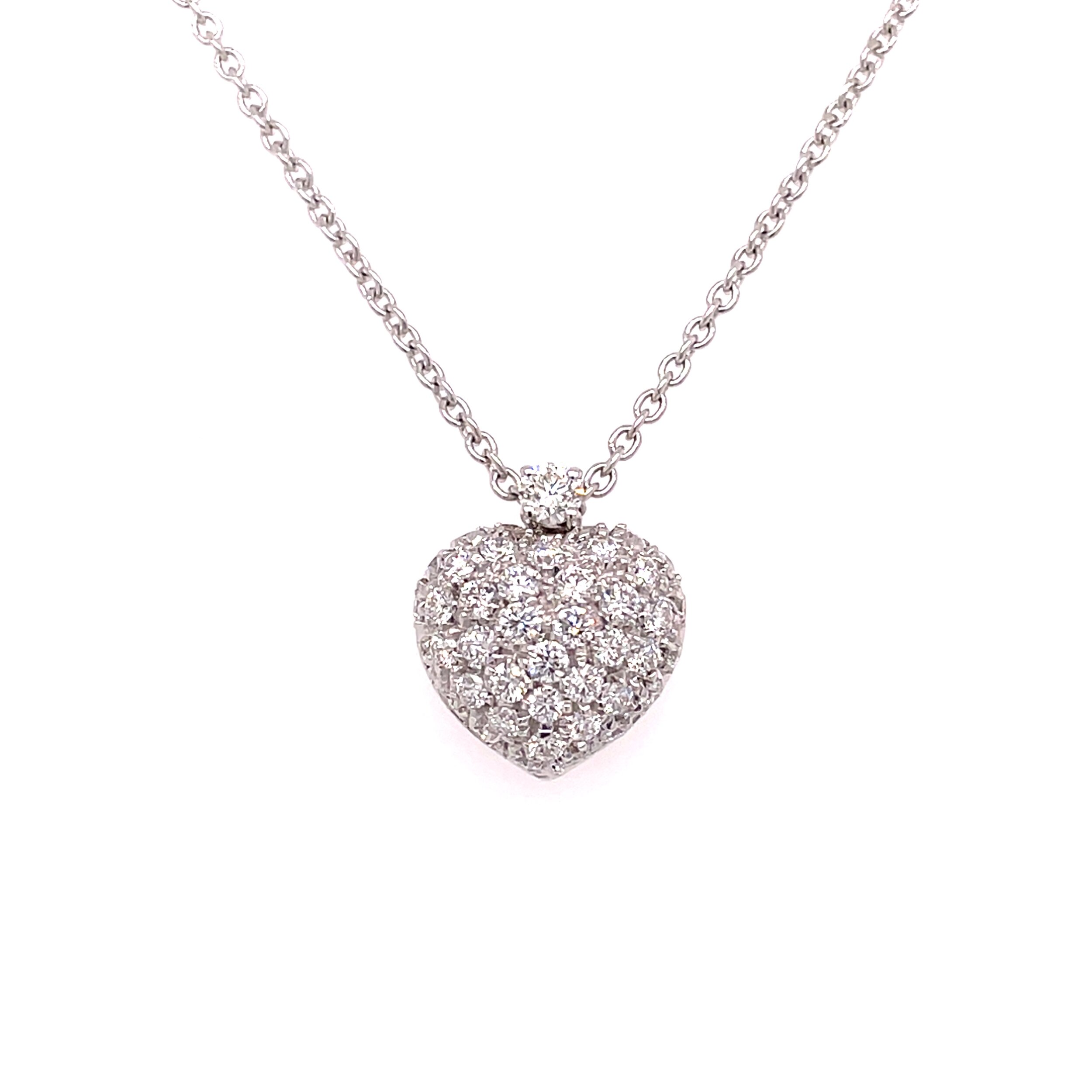 18K White Gold Pave Diamond Heart 