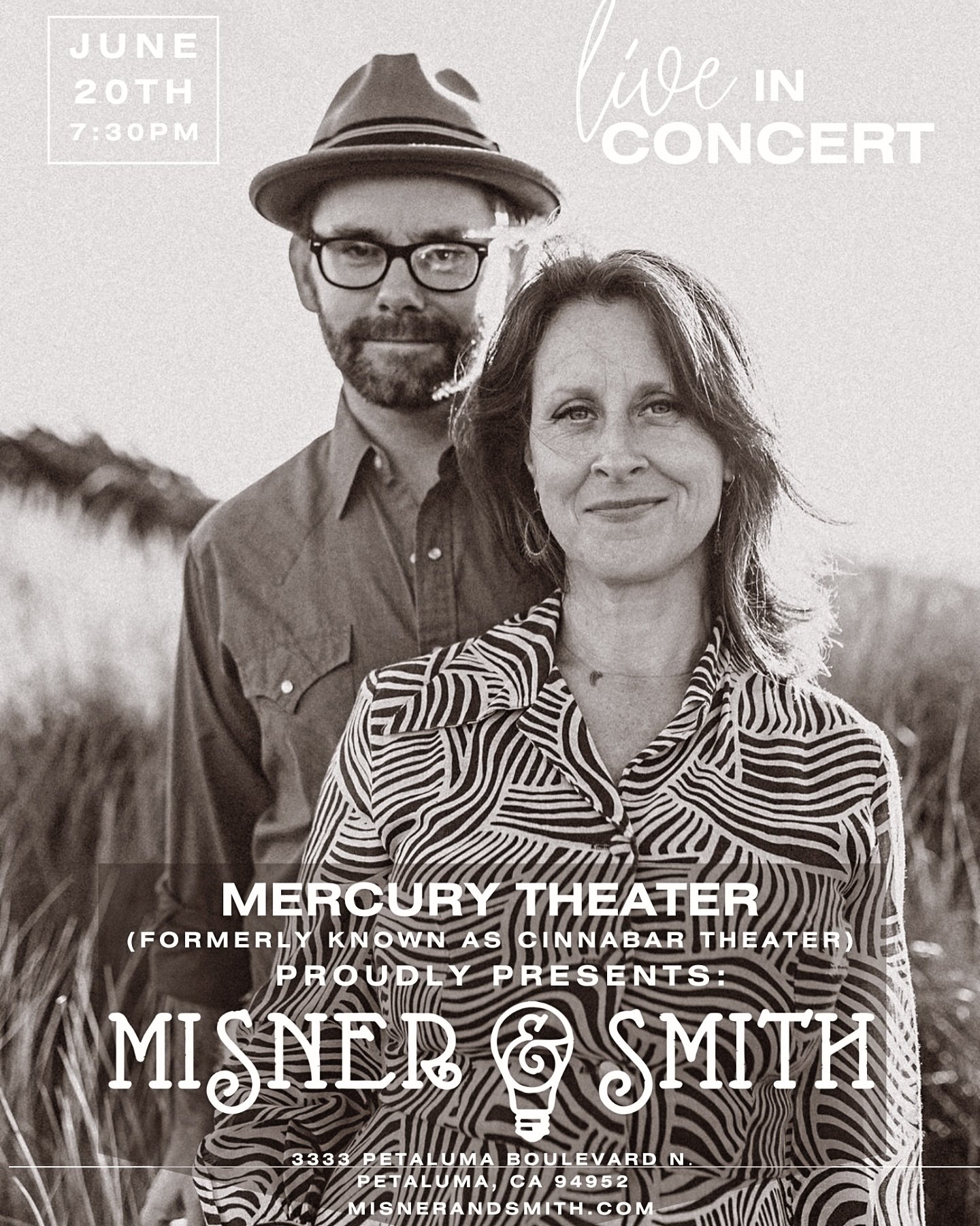 Get your tickets today for a sweet intimate show at the historic old Cinnabar Theater (now Mercury Theater) in beautiful Petaluma! We cannot wait to play this show for our Sonoma County friends and family and we hope you&rsquo;ll all come out and joi