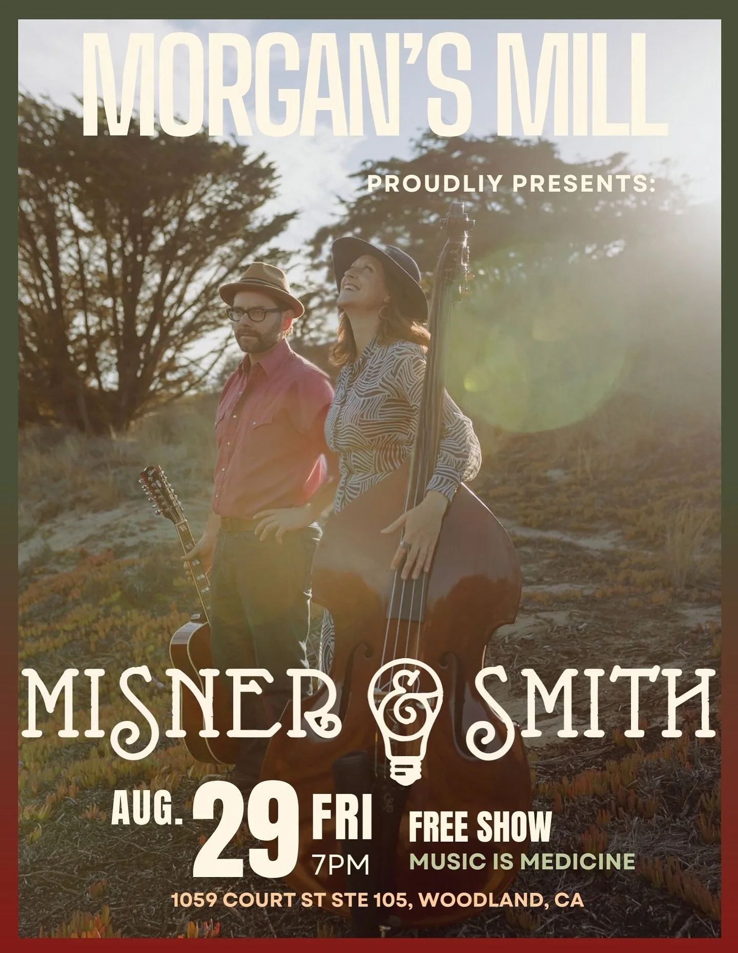 🌿FRIDAY NIGHT SHOW ALERT🌿 Aug. 29th @morgans.mill at 7:00pm FREE SHOW! So come on out and sing along!
#misnerandsmith #allissong #yolocounty #sacramentomusic #norcal #livemusic