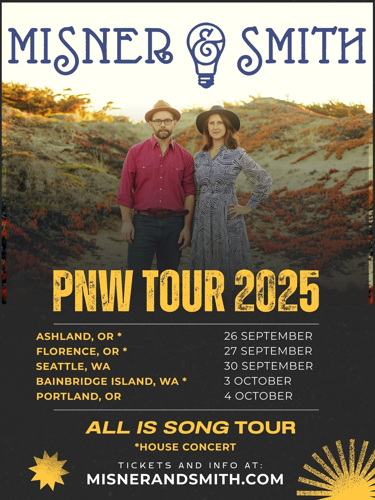 🗻🌲PACIFIC NW TOUR ALERT! 🌲🗻Dear PNW friends and music lovers, we are coming your way with the ALL IS SONG TOUR 2025! 

SEPT. 26 - Ashland House Concert 

SEPT. 27 - Florence House Concert

SEPT. 30 - Seattle, WA @thetripledoor - happy hour show 5