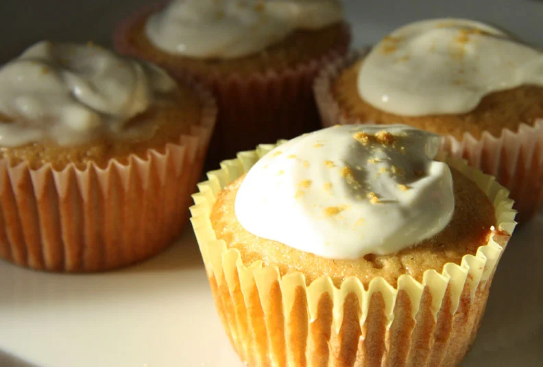 l ebneh-agave frosting atop ginger cupcakes