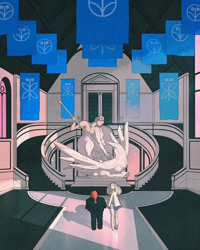 PLUTO | Meadow walks with Pluto&rsquo;s grandfather. | #design #painting #artoftheday