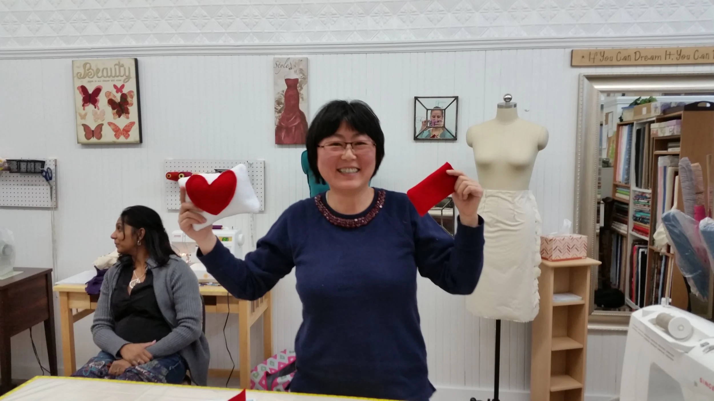 Aspiring designer created a few items during one of the Drop-In Sewcials held on Wendesdays
