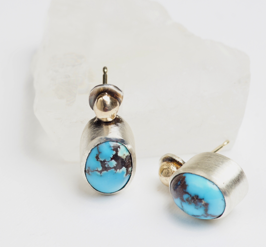  ​Earrings  Yellow gold, sterling silver,&nbsp;turquoise. ​ 