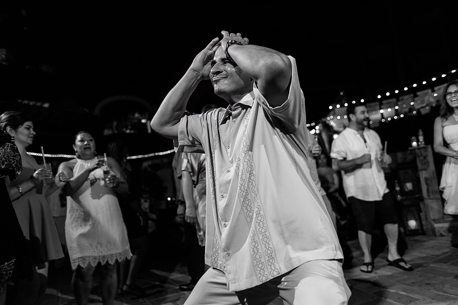 guest dancing his butt off at wedding reception