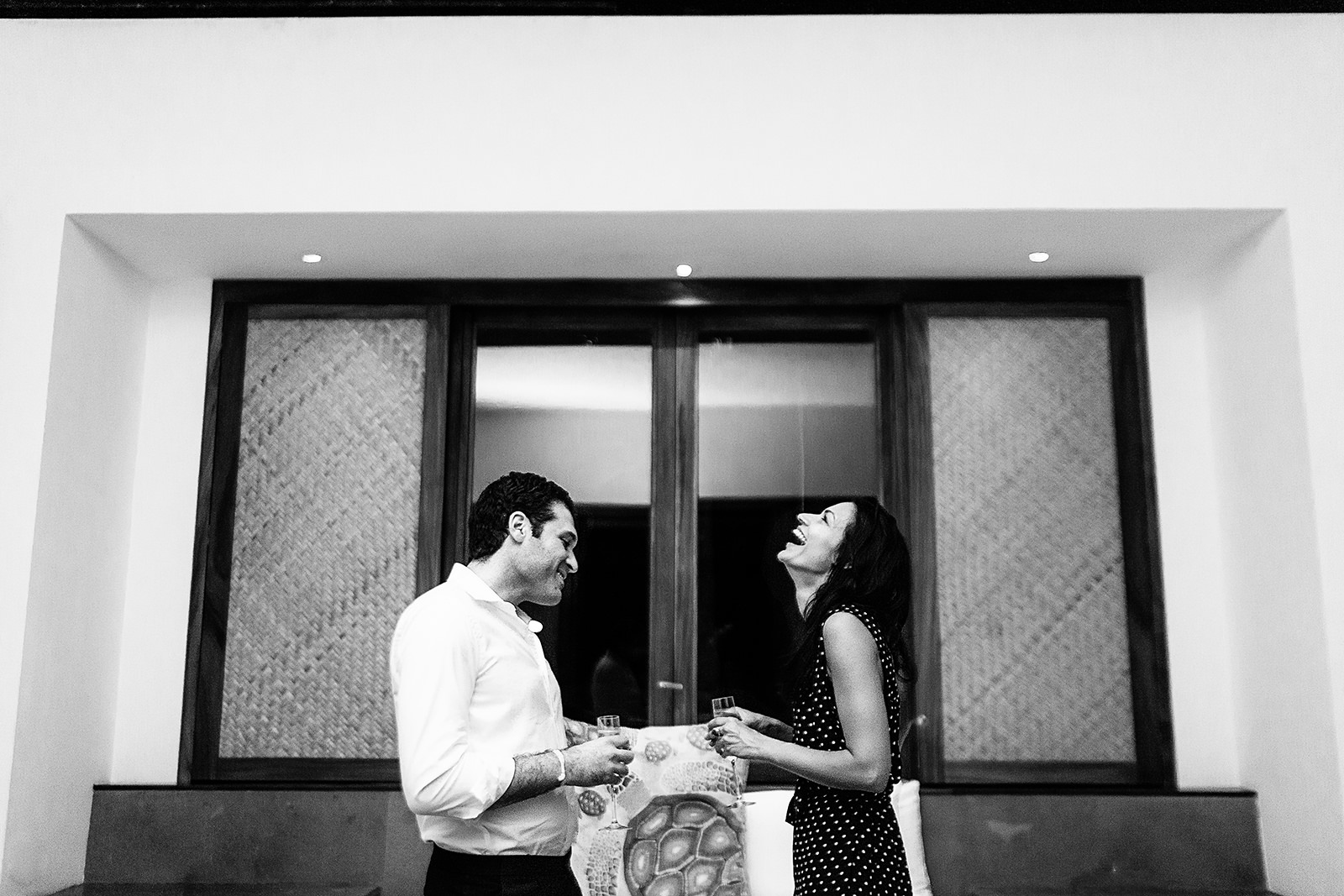 Couple toasting after getting engaged - Punta de Mita, Mexico