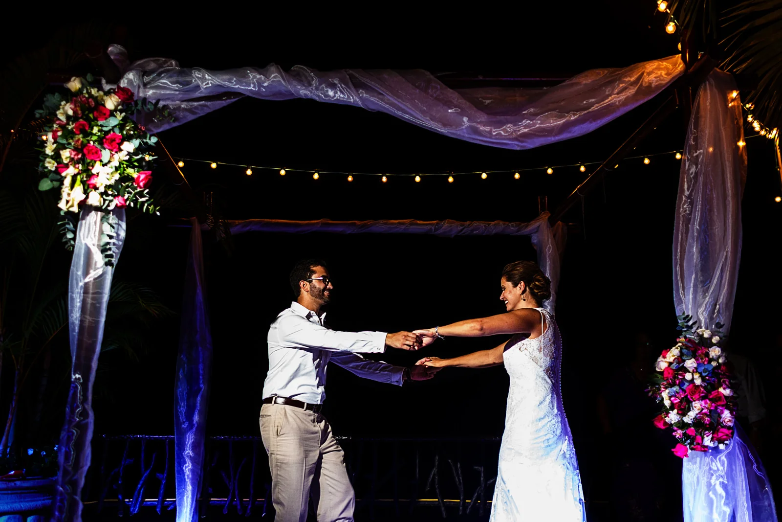 First dance under the chuppa at the wedding reception