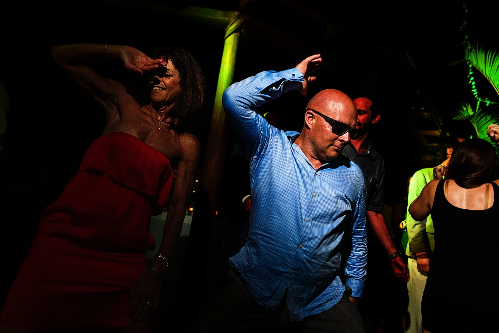 Wedding guests dancing and having a good time