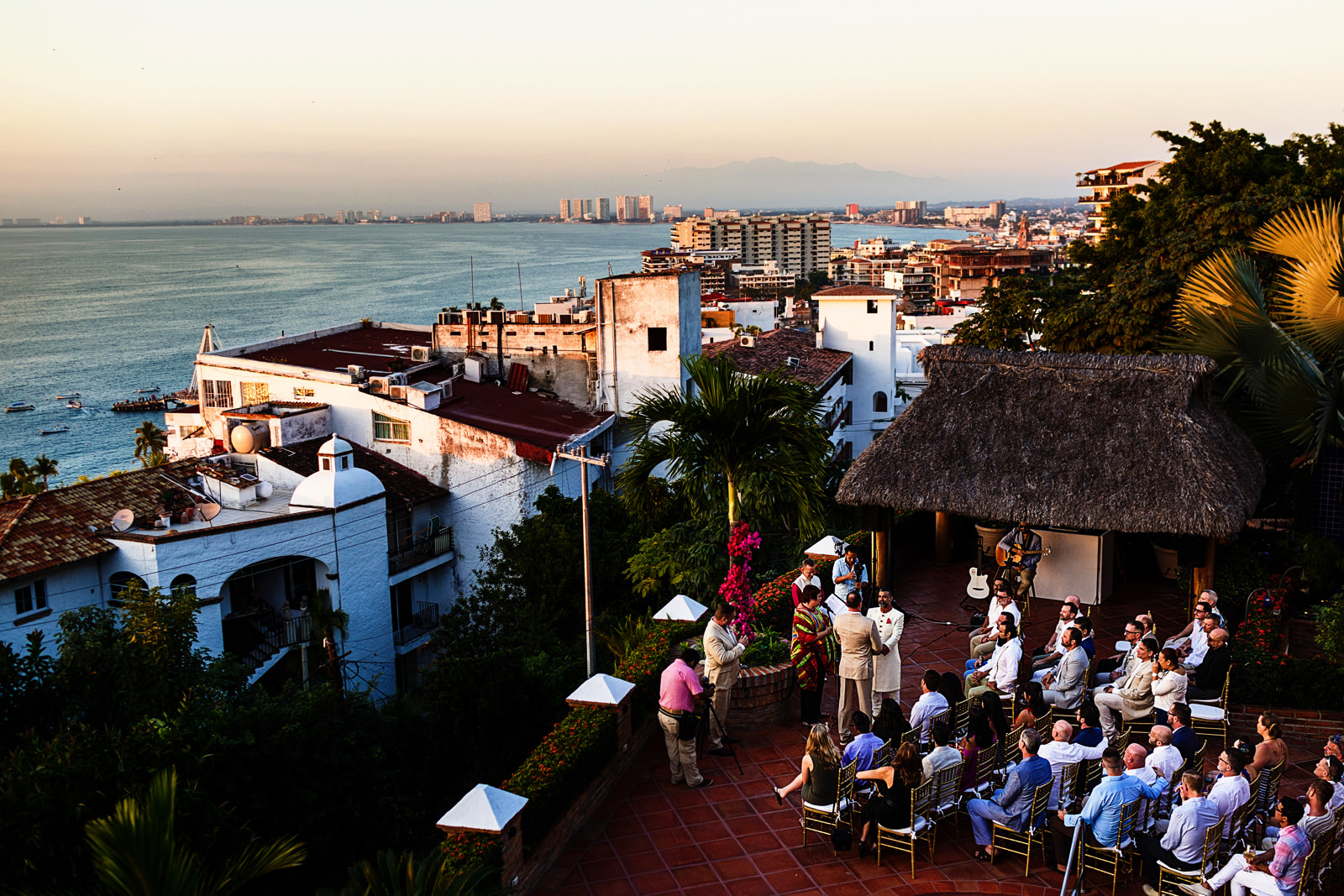 Overview of the wedding ceremony in relation to Puerto Vallarta city