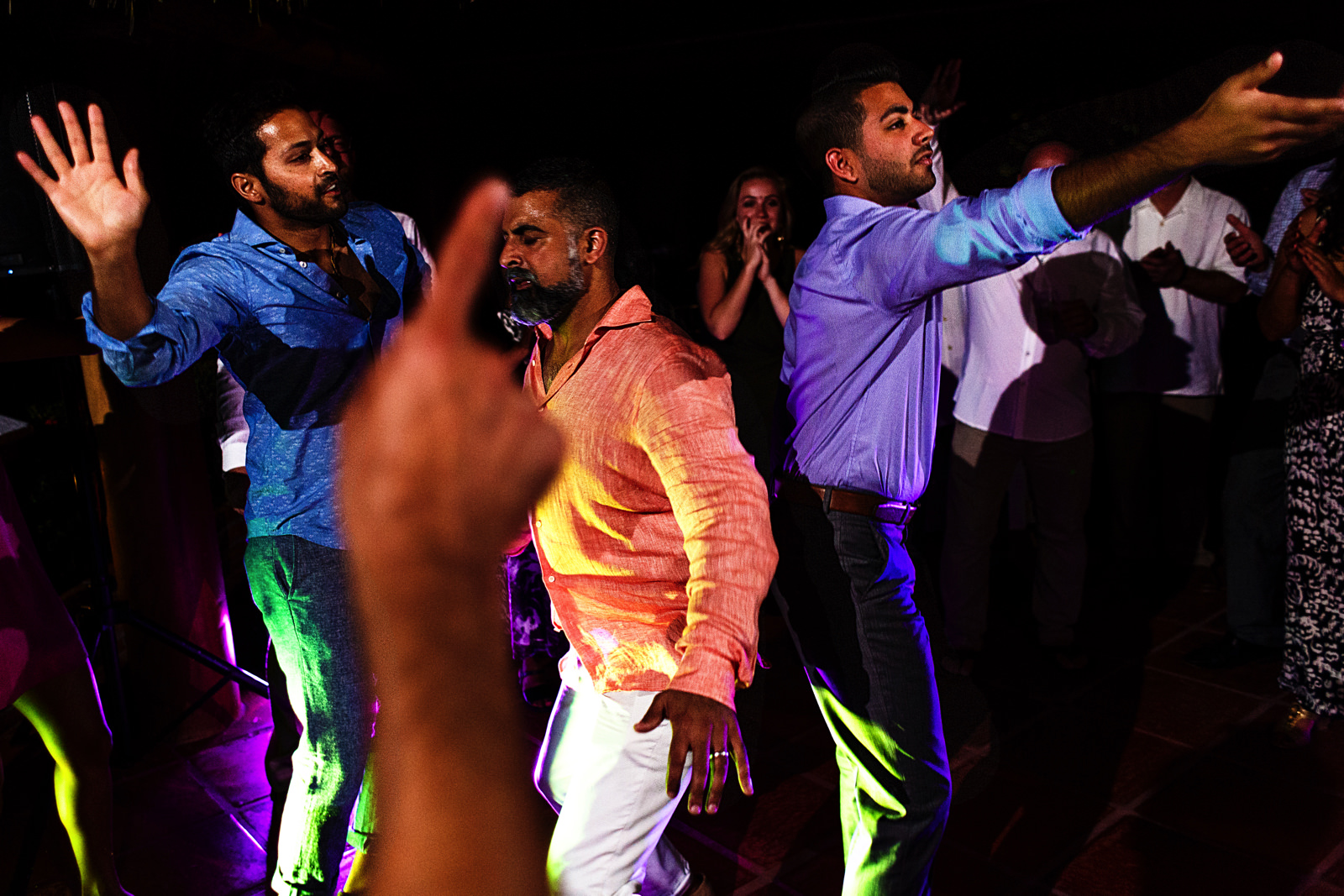 Groom and hindi guests dance their music style