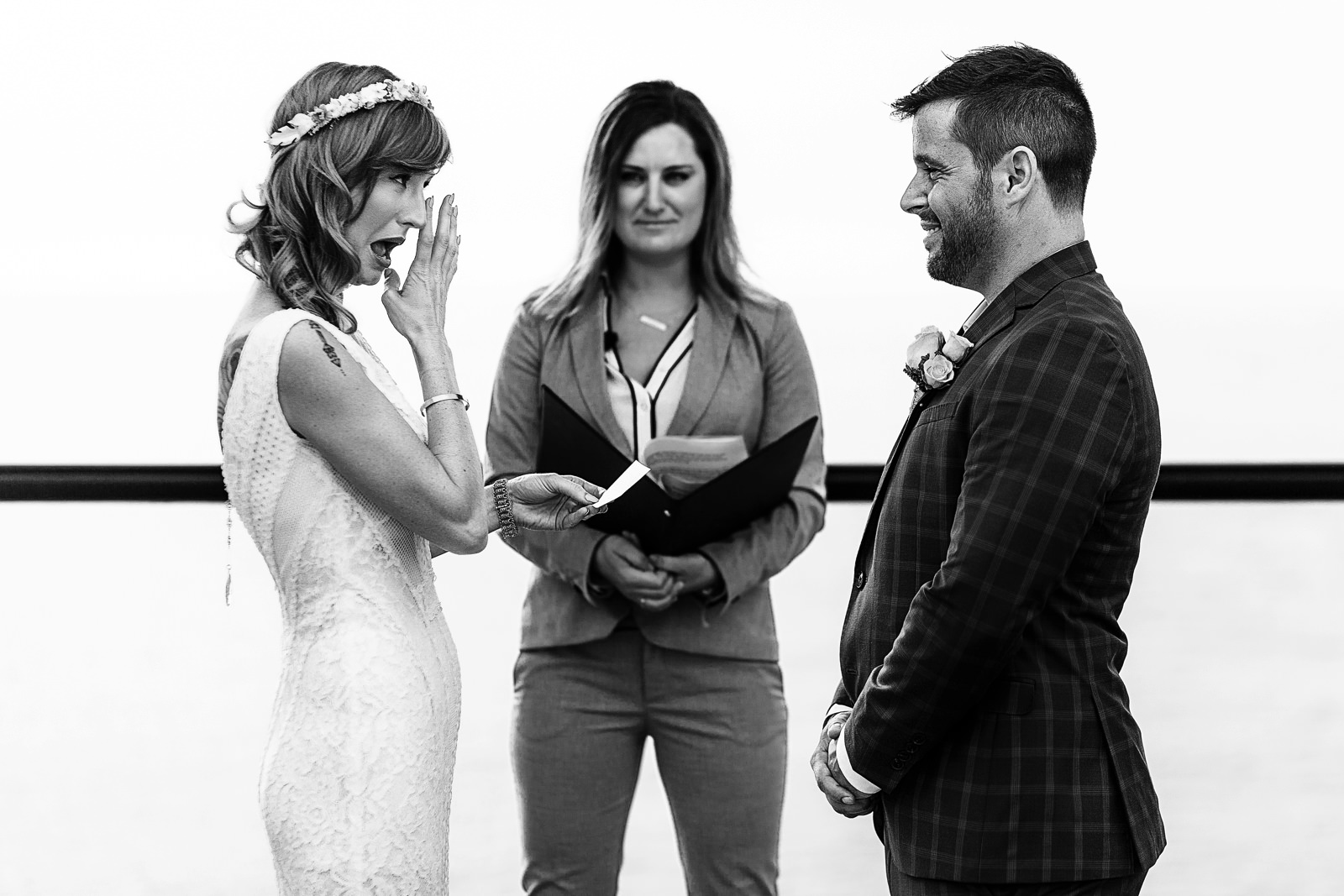 Bride crying during ceremomy
