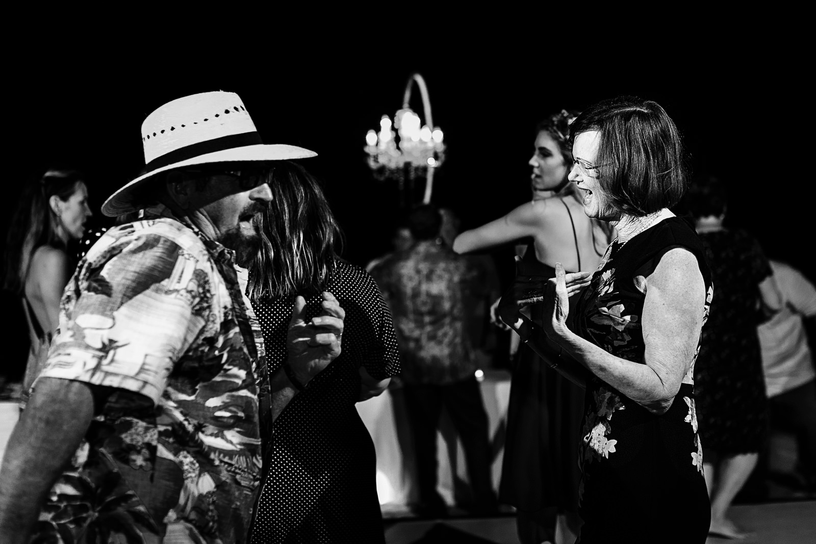 Wedding guests dancing
