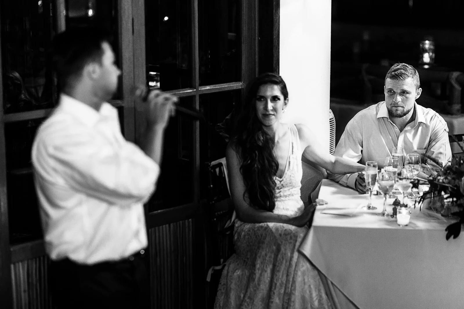 Groom crying at the best-man's speech