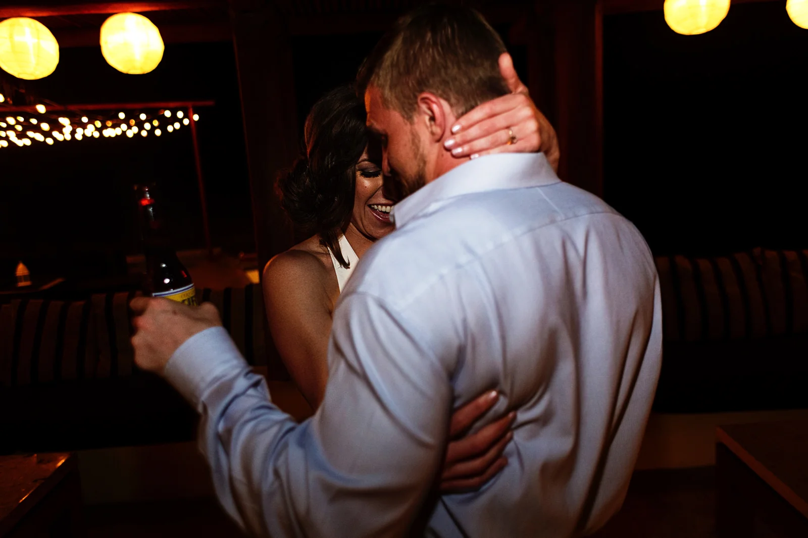 Bride and groom party rock