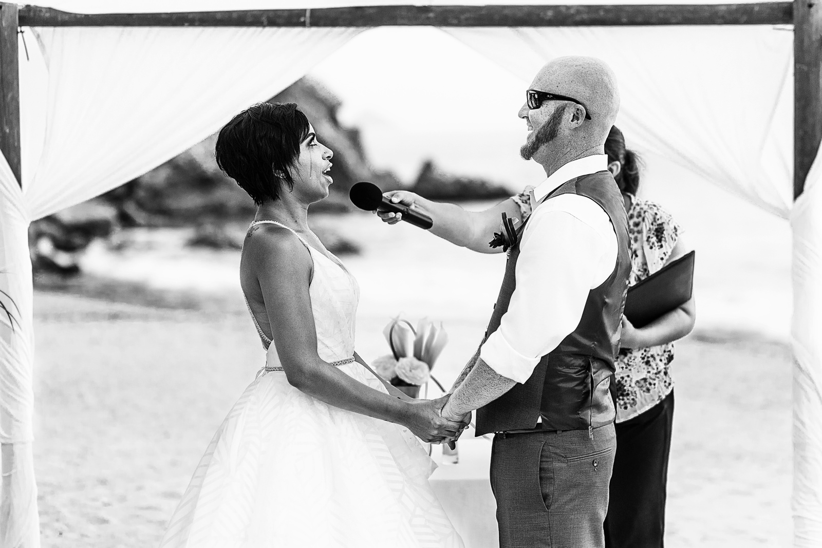 Bride crying during ceremony vows