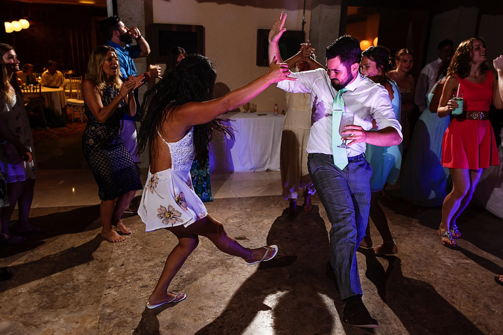 Wedding guests wild dance battle