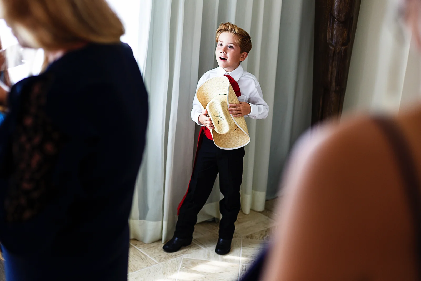 French kid dressed in traditional mexican clothes