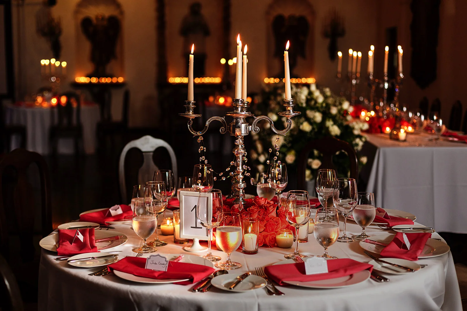 Full table decor for wedding ceremony at Hacienda San Angel in Puerto Vallarta