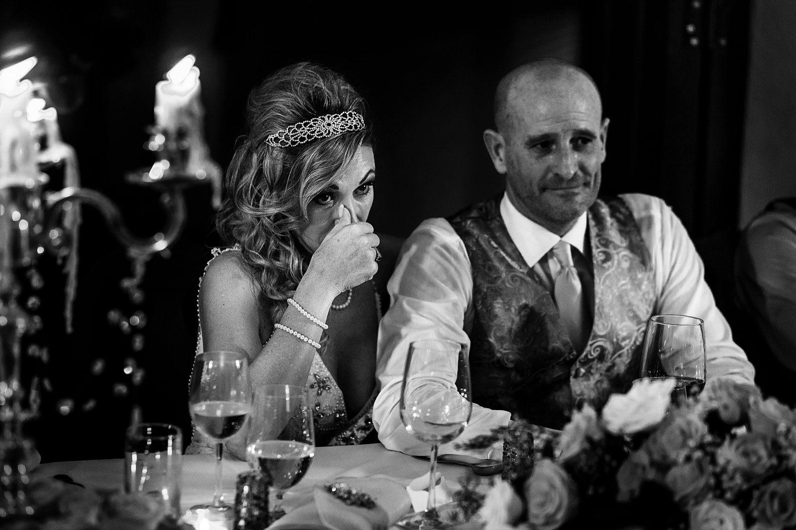 Bride cries as reaction to her son's speech