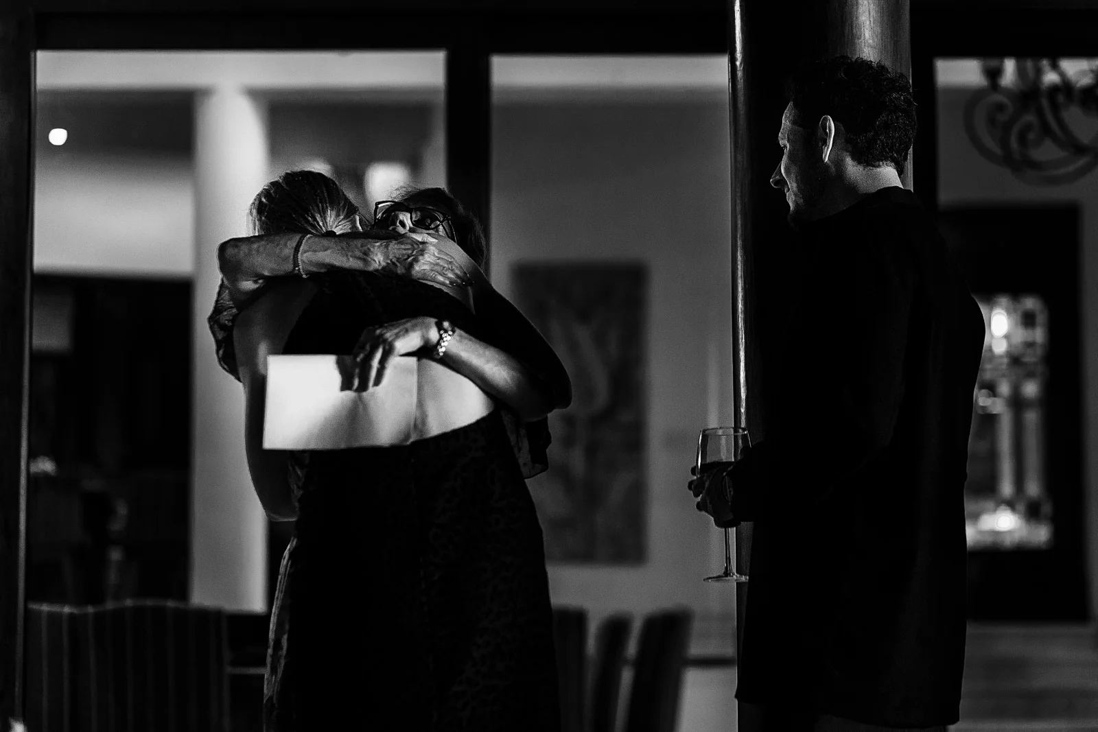 Bride hugs her mother-in-law after the speech