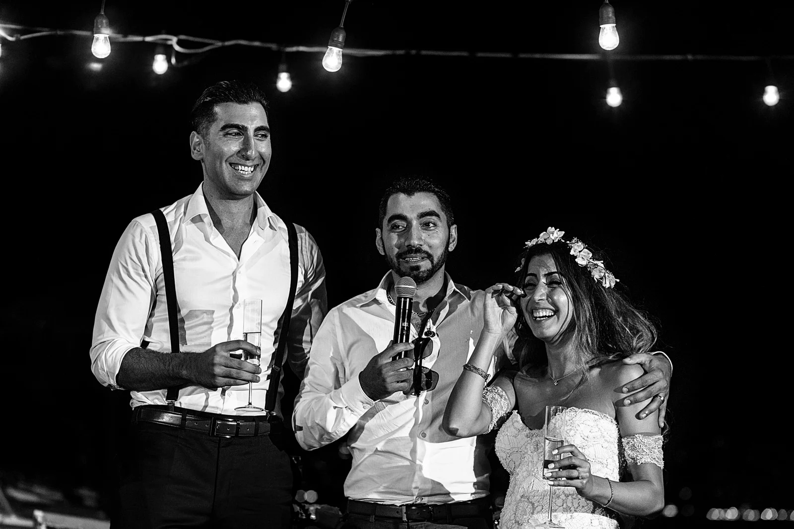 Bride laughs at her brother's speech