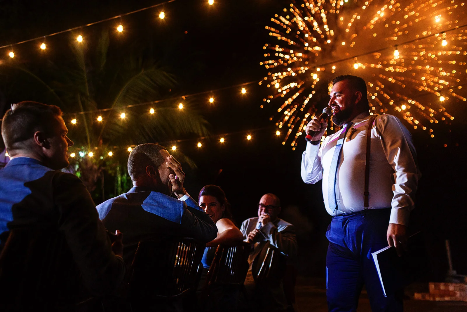 Next door wedding's fireworks start during bestman speech