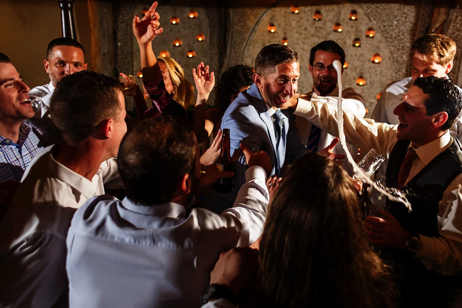 Groom being bullied by all of his friends